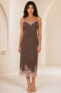The Sorella Lace Suede Midi Dress