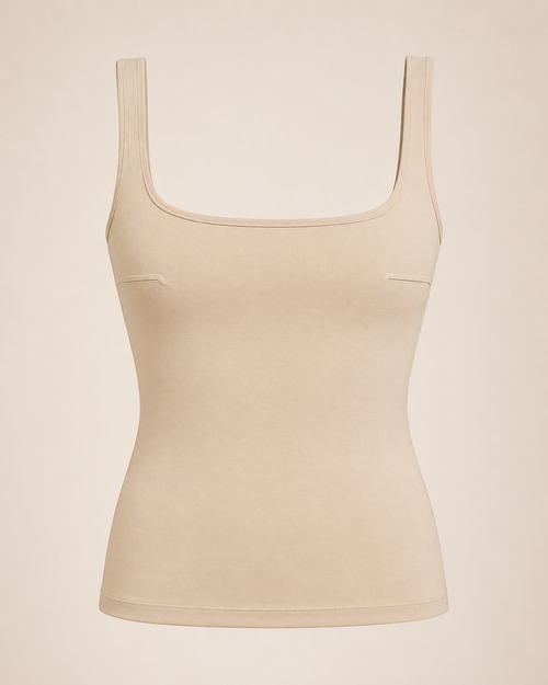 Élan Scoop Neck Tank Top — Sand Beige